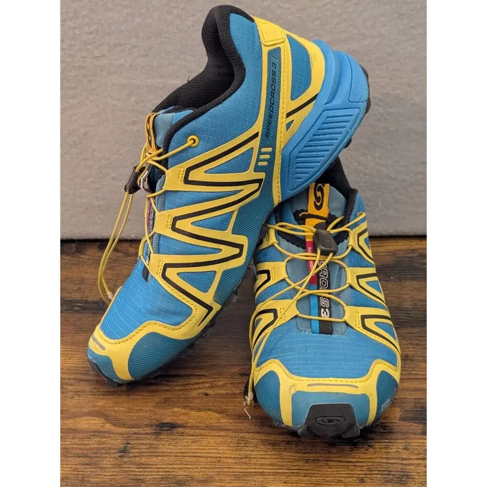 Salomon Speedcross 3 Mens 9.5 Blue Yellow ClimaShield Running Shoes Trail Train